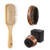 BFWood Bamboo Hair Brush with Steel Bristles and Boar Bristle Beard Brush view 1
