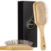 BFWood Bamboo Hair Brush with Steel Bristles and Boar Bristle Beard Brush view 2