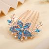 Aimimier Flower Crystal French Hair Comb Luxury Rhinestone Side Combs Long Teeth Hair Pins Hair Accessories for Bride and Bridesmaid(Blue) view 4