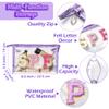 AsodSway Preppy Patch SPF Clear Cosmetic Bag SPF Varsity Letter Toiletry Bag Waterproof PVC Cosmetic Case Multi-Function Zippered Pouch Makeup Bag for Beach Pool, Pencil Case Pen Pouch(Purple) view 2