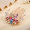 Aimimier Flower Crystal French Hair Comb Luxury Rhinestone Gem Side Combs Long Teeth Hair Pins Styling Hair Accessories for Women Girls(Colorful) view 1