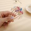 Aimimier Flower Crystal French Hair Comb Luxury Rhinestone Gem Side Combs Long Teeth Hair Pins Styling Hair Accessories for Women Girls(Colorful) view 4