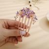 Aimimier Flower Crystal French Hair Comb Luxury Rhinestone Side Combs Long Teeth Hair Pins Fashion Hair Accessories for Women (Purple) view 4