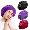 3 Pack Satin Bonnet, Night Sleep Caps with Wide Elastic Band, Silk Wrap, Soft Head Cover Sleeping Hat for Women and Girls Curly Hair (Red,Black,Purple) view 1