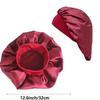 3 Pack Satin Bonnet, Night Sleep Caps with Wide Elastic Band, Silk Wrap, Soft Head Cover Sleeping Hat for Women and Girls Curly Hair (Red,Black,Purple) view 2