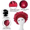 3 Pack Satin Bonnet, Night Sleep Caps with Wide Elastic Band, Silk Wrap, Soft Head Cover Sleeping Hat for Women and Girls Curly Hair (Red,Black,Purple) view 3