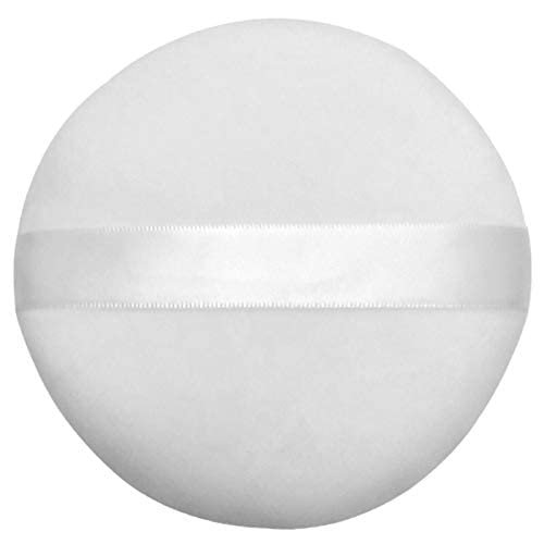 Colorfully 2pcs Extra Large Jumbo Size (5 inch) Smooth Cotton Velour White Cosmetic Setting Loose Baby Powder Puff