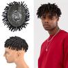 Afro Kinky Twist Crochet Braids Hair for Black Men 8X10 African American Human Hair System Replacement Toupee All PU Injected Poly Thin Skin Hair Piece Mens Wig 6MM-6",1B# Off Black view 1