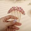 Aimimier Crystal Inlaid French Flower Hair Comb Sparkly Rhinestone Gem Side Combs Long Teeth Hair Pins Styling Hair Accessories for Women Girls(Pink) view 3