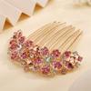 Aimimier Crystal Inlaid French Flower Hair Comb Sparkly Rhinestone Gem Side Combs Long Teeth Hair Pins Styling Hair Accessories for Women Girls(Pink) view 4