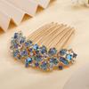 Aimimier Double Flower Crystal French Hair Comb Shinny Rhinestone Gem Side Combs Long Teeth Hair Clips Bridal Hair Accessories for Women Girls(Blue) view 4