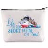 BWWKTOP Cruise Vacation Cosmetic Makeup Bag Cruise Trip Gifts Life Is Too Short To Stay On Land Zipper Pouch Bag Cruise Trip Merchandise (Stay On Land) view 1