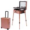 BJTDLLX Rolling Cosmetic Organizer w/locks, 22" Portable Makeup Station with Mirror & LED Lamp, Professional Rolling Makeup Train Case Cosmetic Trolley Makeup Storage Organizer Makeup Train Case view 1
