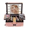 BJTDLLX Rolling Cosmetic Organizer w/locks, 22" Portable Makeup Station with Mirror & LED Lamp, Professional Rolling Makeup Train Case Cosmetic Trolley Makeup Storage Organizer Makeup Train Case view 3