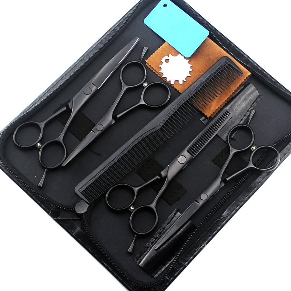 MAYiT Hair Cutting Scissors, 5PCS Professional Japan 440c Steel Hair Scissors Set Cutting Barber Haircut Thinning Shears Hairdressing Scissors Kit