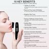 Microcurrent Facial Device, Vowleike 10 Key Benefits Skincare Face Massager with Stand, Rechargeable 6 in 1 Vibrating Facical Tool for Neck, Face and Body for Women, Ivory White view 2