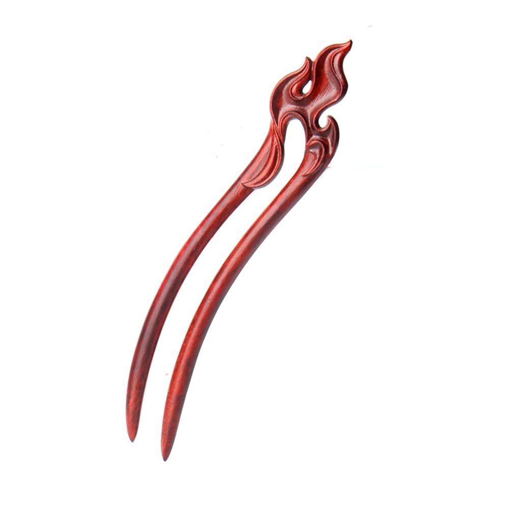 CHOISBEING Hair Fork, Large 6.6" Handmade Ebony U Shape Carved Fire Wooden Hair Stick, Hairpin for Thick Hair, 1Pcs