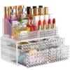 2 Pack Makeup Organizer with Drawers[Upgraded]-Acrylic Make up Organizers and Storage Case for Cosmetics,Brush,Perfume,Jewelry Display, Vanity and Bathroom Accessories view 1