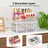 2 Pack Makeup Organizer with Drawers[Upgraded]-Acrylic Make up Organizers and Storage Case for Cosmetics,Brush,Perfume,Jewelry Display, Vanity and Bathroom Accessories view 2