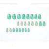 24 PCS Cute Flowers Press On False Nails Short Medium Length Full Cover Acrylic Ballerina Fake Nails Almond Shaped Nails Summer Fashion Nail Salons and Home DIY Nail Art (JP2018 Square, Green) view 3