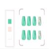 24 PCS Cute Flowers Press On False Nails Short Medium Length Full Cover Acrylic Ballerina Fake Nails Almond Shaped Nails Summer Fashion Nail Salons and Home DIY Nail Art (JP2018 Square, Green) view 4