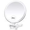 B Beauty Planet 20X Magnifying Home Mirror, Round 5'' Handle for Travel, Double-Sided 1X/20X, Foldable Makeup Mirror, Tabletop Mount view 1