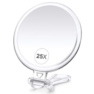B Beauty Planet 25X Magnifying Mirror, 5-Inch Double-Sided Handheld Mirror with Adjustable Stand, Ideal for Travel and Daily Makeup Application