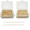 1200ct Pointed and Round Long Cotton Swabs With Reusable Box - 100% Natural Cotton Buds With Wooden Sticks - Non Sterile Cotton Tipped Applicators For Ear & Gun Cleaning Tools, Makeup Remover view 1
