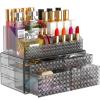 2 Pack Stackable Makeup Organizer with Drawers[Upgraded]-Acrylic Make up Organizers and Storage Case for Cosmetics,Brush,Perfume,Jewelry Display, Vanity and Bathroom Accessories view 1