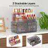 2 Pack Stackable Makeup Organizer with Drawers[Upgraded]-Acrylic Make up Organizers and Storage Case for Cosmetics,Brush,Perfume,Jewelry Display, Vanity and Bathroom Accessories view 2