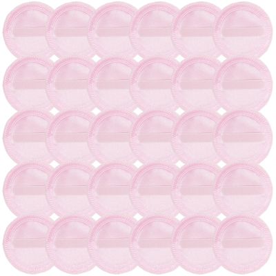 FRCOLOR 30 Pieces Powder Puff for Body Powder, Cotton Round Makeup Puff with Strap for Powder Foundation Loose Mineral Powder Body Powder, Pink