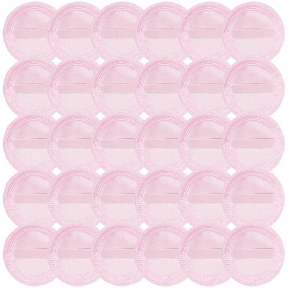 FRCOLOR 30 Pieces Powder Puff for Body Powder, Cotton Round Makeup Puff with Strap for Powder Foundation Loose Mineral Powder Body Powder, Pink