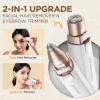 Rechargeable Facial Hair Remover for Women: 2 in 1 Electric Eyebrow and Facial Hair Remover - Suitable for Middle-aged Womens Eyebrow, Chin, and Cheek Trimming - with Built-in LED Light (White) view 2