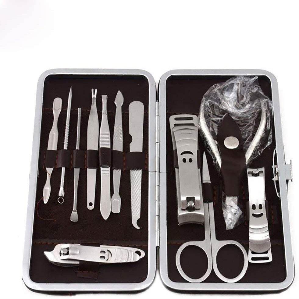 Nail Clippers, Manicure Pedicure Set,Nail clippers manicure set,Travel Mini Nail Set 12 Pcs Stainless Steel Nail Art Manicure Set Tools Kits Nails Clipper Scissors Tweezer Knife Manicure Case Pedicure