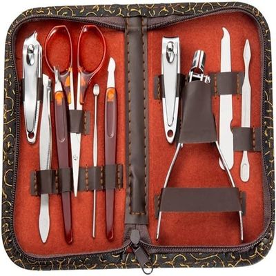Nail Clippers, Manicure Pedicure Set,Nail Clippers Manicure Set,Set 10in1 Pedicure Manicure Tool Nail Stainless Steel Cuticle Clippers Nipper Scissors Cleaner Grooming Kit Case (Color : As Shown Size
