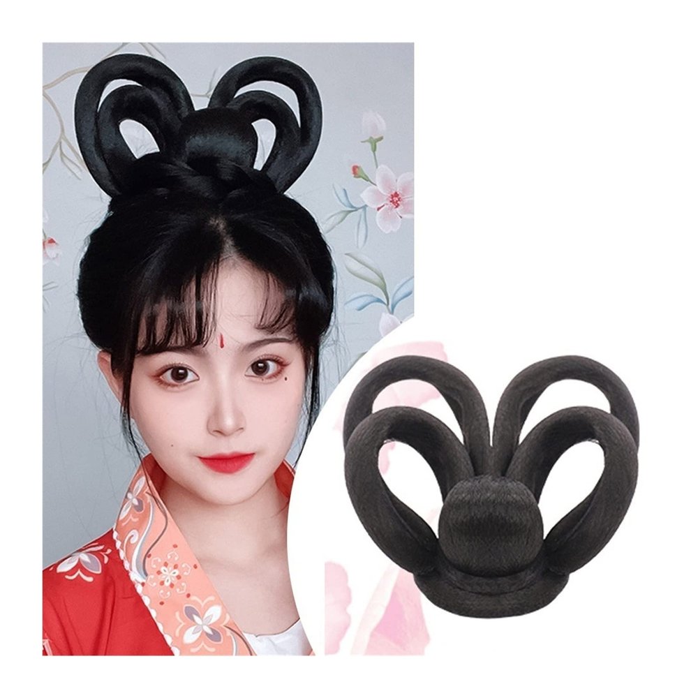 Messy Bun Hair Synthetic Chinese Ancient Wig Hanfu Headdress Hair Bun Elegant Retro Headwear Ancient Chinese Women Cosplay Wigs Accessories Real Human Hair Buns (Color : VM38)