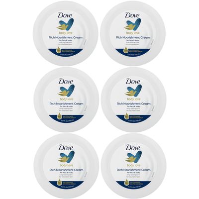 Dove Body Love Rich Nourishment Cream, Face, Hand & Body Lotion for Extremely Dry Skin, Fast-Absorbing 72-Hour Moisturizing Cream with Ceramide Serum, 5.07 Fl Oz (Pack of 6)