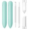2 Pcs Glass Cuticle Pusher with Leather Case, Glass Cuticle Stick Fingertip Precision Filing Cuticle Remover Etched Dual-Ended Manicure Stick view 1