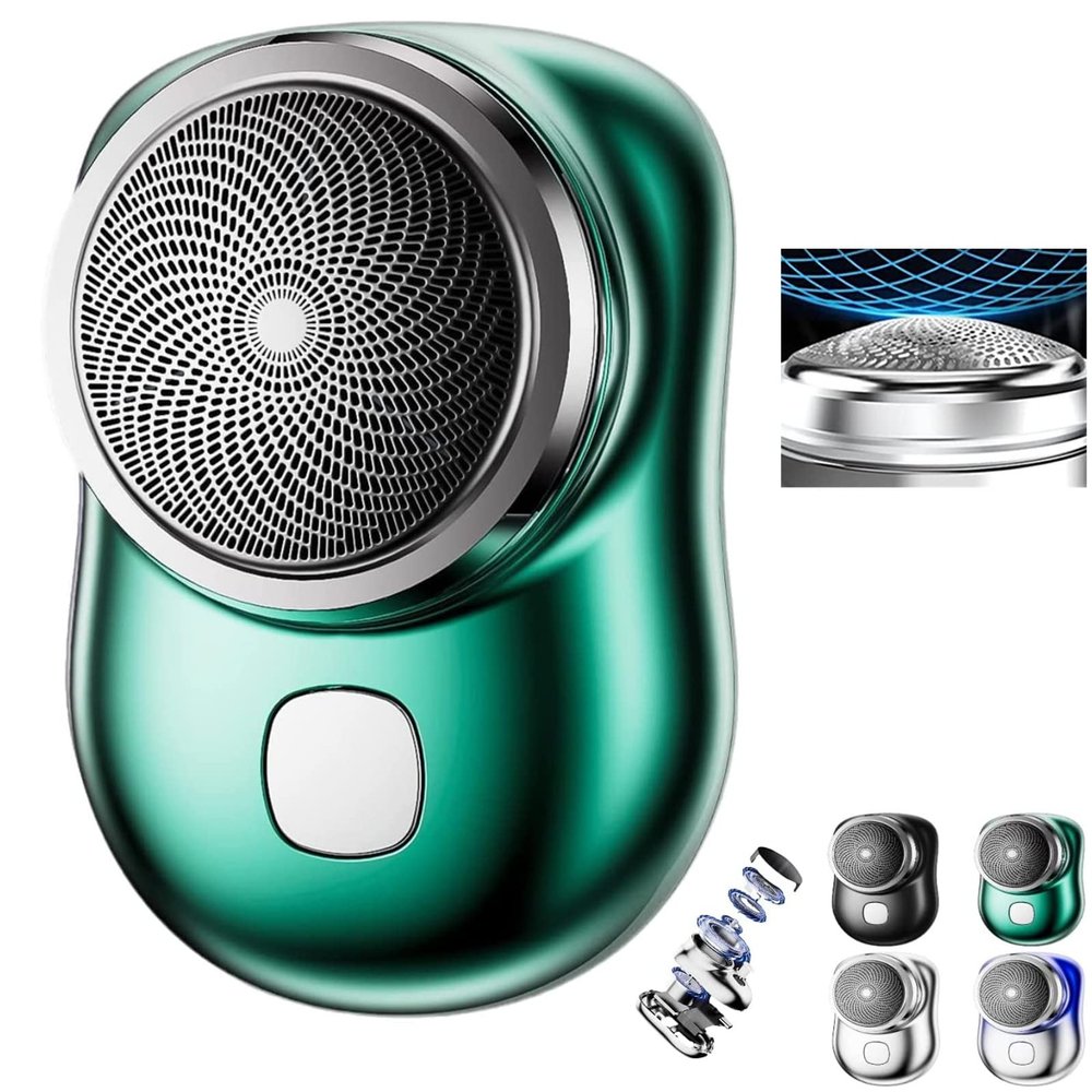 2023 USB Mini Shaver -New VersionPocket Portable Electric Shaver Rechargeable Waterproof, Magic Travel Electric Razor Round Shaving Machines, Wet Dry Mini Shaving Machines for Men Dayily Use (Green)