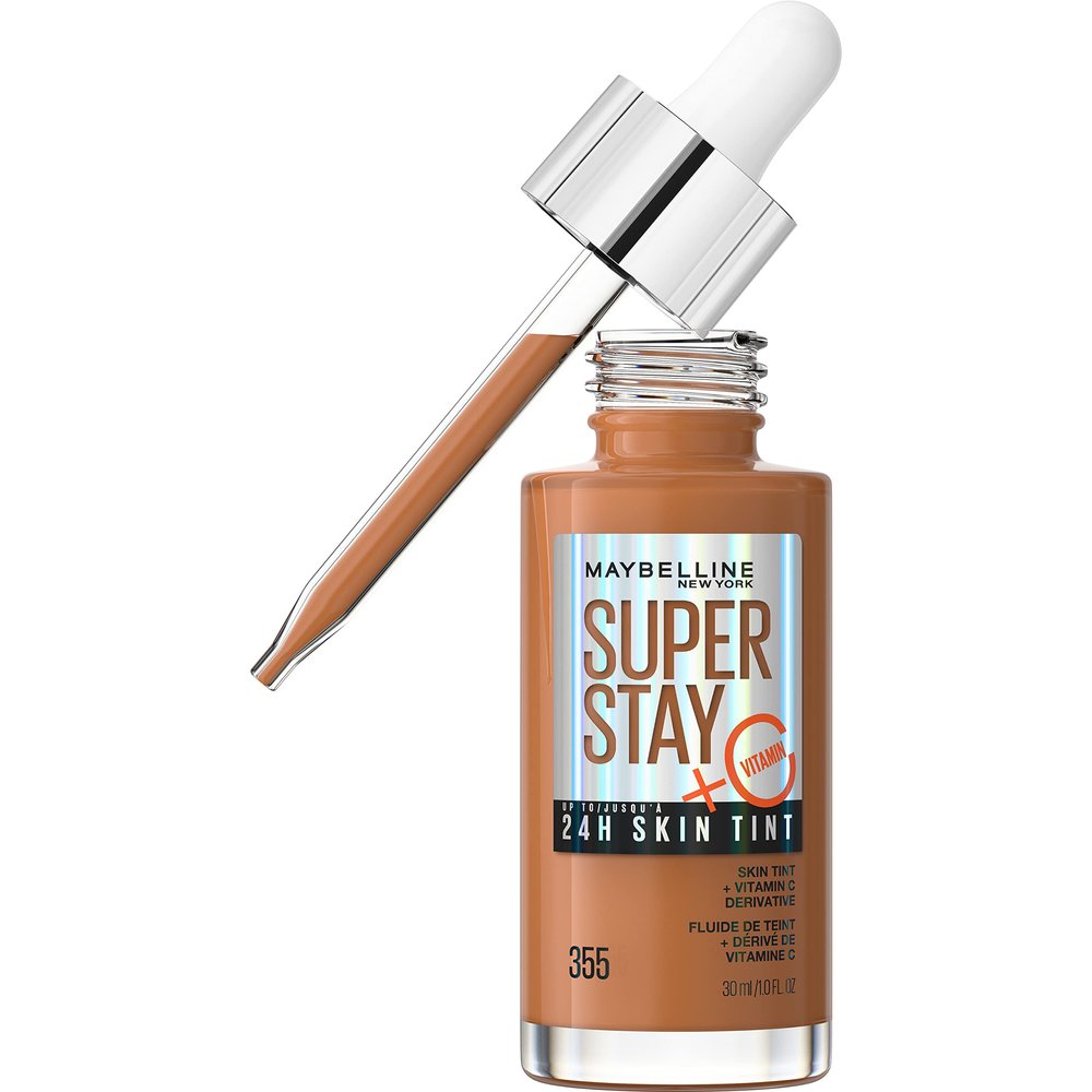 Maybelline New York Super Stay Up to 24HR Skin Tint, Radiant Light-to-Medium Coverage Foundation, Makeup Infused With Vitamin C, 335, 1 Count, Super Stay Tint 355, 1.0 ounces, 0.4542 fluid_ounces