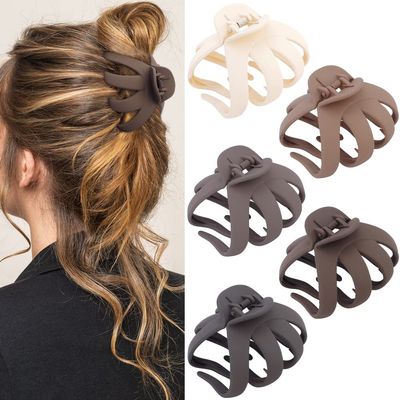 ATODEN Hair Clips Claw Clips for Thick Hair 5Pcs Large Hair Clips 3.15'' Big Octopus Hair Clip Long Thick Medium Hair Neutral Jumbo Jaw Clips Hair Accessories for Women Girls