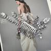 Luxury Full CZ Diamond Bridal Hair Comb Cubic Zirconia Hair Clip Silver Floral Bridal Headpieces for Wedding Hair Accessories for Bride Crystal Jewelry (Silver) view 4