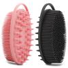 2 Pack Silicone Body Scrubber, Loofah Double-Sided Body Brush,Shower Scrubber and Scalp Massager Shampoo Brush for Sensitive Kids Women Men All Kinds of Skin (Black & Pink) view 1
