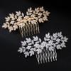 Cubic Zirconia Bridal Hair Comb Headpiece Crystal Hair Pieces for Brides Hair Clip Small Silver Wedding Hair Accessories Peinetas Para Cabello De Mujer Elegantes (Gold) view 4