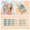 Cubic Zirconia Laser Color Press On False Nails Medium Length Full Cover Acrylic Long Ballerina Coffin Shaped Shiny Fake Nails for Women Nail Salons Home DIY Nail Art 24 PCS (A19-ZXG-9 Blue) view 2