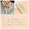 Cubic Zirconia Laser Color Press On False Nails Medium Length Full Cover Acrylic Long Ballerina Coffin Shaped Shiny Fake Nails for Women Nail Salons Home DIY Nail Art 24 PCS(A19-ZXG-2 White) view 2