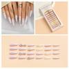 Cubic Zirconia Laser Color Press On False Nails Medium Length Full Cover Acrylic Long Ballerina Coffin Shaped Shiny Fake Nails for Women Nail Salons Home DIY Nail Art 24 PCS(A19-ZXG-3 Pink) view 2
