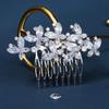 Sparkly Cubic Zirconia Bridal Hair Comb Crystal Butterflies Wedding Hair Piece Bridal Hair Pin Silver Gold CZ Formal Hair Accessories for Bride HB070 (Silver) view 2