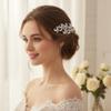 Sparkly Cubic Zirconia Bridal Hair Comb Crystal Butterflies Wedding Hair Piece Bridal Hair Pin Silver Gold CZ Formal Hair Accessories for Bride HB070 (Silver) view 3