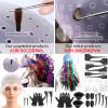 Silicone Highlight Caps for Color Hair 24 Pcs, Reusable Highlighting Caps with Hooks & Salon Hairdressing Dyeing Staining Tools Set for Women Men view 2